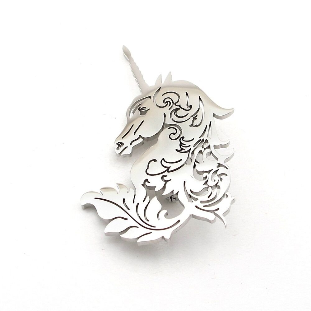 Unicorn Tek Boynuzlu At Mitolojil Paslanmaz Çelik Broş Rozet Yaka süsü RZ447