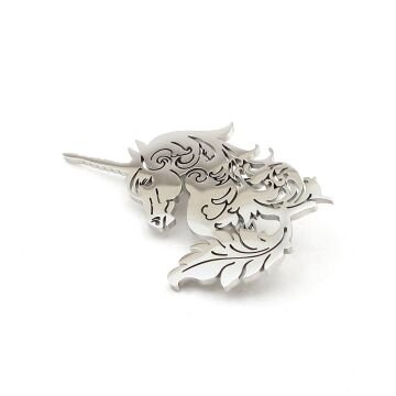 Unicorn Tek Boynuzlu At Mitolojil Paslanmaz Çelik Broş Rozet Yaka süsü RZ447
