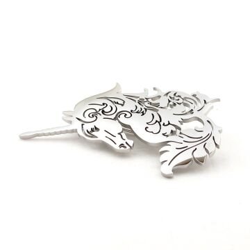 Unicorn Tek Boynuzlu At Mitolojil Paslanmaz Çelik Broş Rozet Yaka süsü RZ447