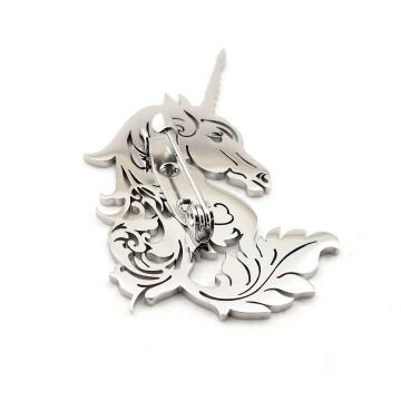 Unicorn Tek Boynuzlu At Mitolojil Paslanmaz Çelik Broş Rozet Yaka süsü RZ447
