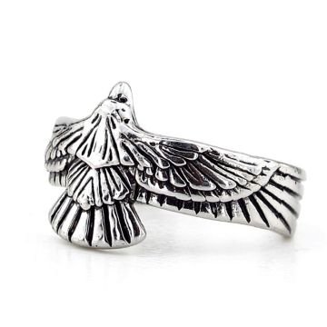 Koruyucu Ulu Kartal Kızılderili Mitolojik Arkası Açık Metal Erkek Yüzük RG069