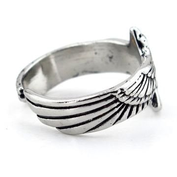 Koruyucu Ulu Kartal Kızılderili Mitolojik Arkası Açık Metal Erkek Yüzük RG069