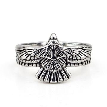 Koruyucu Ulu Kartal Kızılderili Mitolojik Arkası Açık Metal Erkek Yüzük RG069