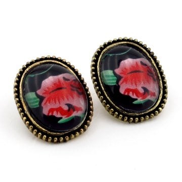 Solfera OTANTİK GÜL MOTİFLİ BAYAN KÜPE E078