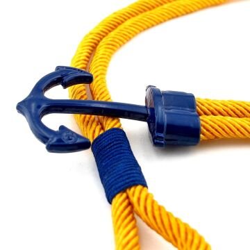 Sarı Lacivert Taraftar Büyük Metal Çapalı İki Sıra Sarma Erkek Bileklik M063A