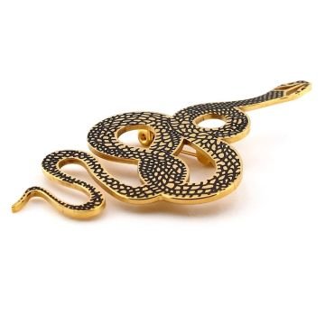 Yılan Kıvrımlı Piton Paslanmaz Sarı Çelik Broş Rozet RZ300