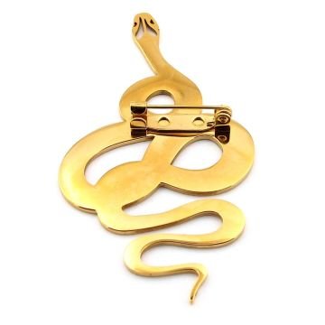 Yılan Kıvrımlı Piton Paslanmaz Sarı Çelik Broş Rozet RZ300