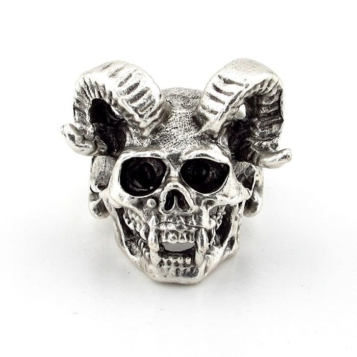 Boynuzlu Kurukafa Gotik Pirinç Ayarlanabilir Erkek Yüzük RG027