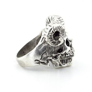 Boynuzlu Kurukafa Gotik Pirinç Ayarlanabilir Erkek Yüzük RG027