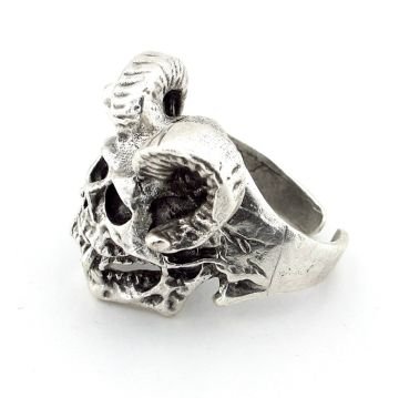 Boynuzlu Kurukafa Gotik Pirinç Ayarlanabilir Erkek Yüzük RG027