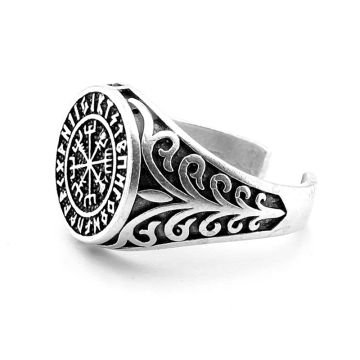 Vegvisir Viking Pusula İskandinav Mitoloji Yön Pirinç Erkek Yüzük RG072
