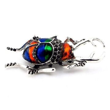 Antik Mısır Mitolojik Tılsımlı Böcek Zirkon Taşlı Yaka Süsü Metal Broş RZ304