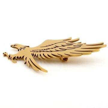 Kartal Yırtıcı Kuş Eagle Sarı Paslanmaz Çelik Broş Rozet RZ327