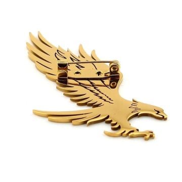 Kartal Yırtıcı Kuş Eagle Sarı Paslanmaz Çelik Broş Rozet RZ327