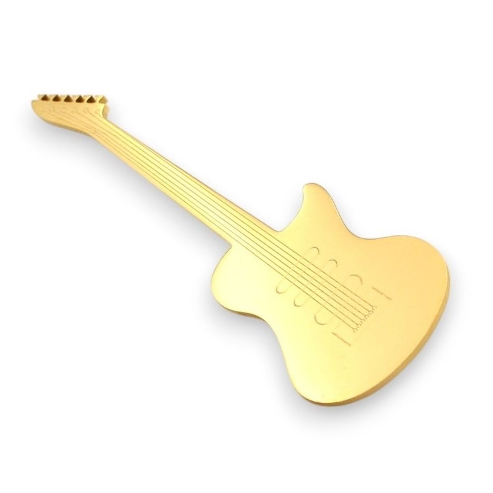 Elektro Gitar Müzik Müzisyen Gitarist Band Sarı Paslanmaz Çelik Rozet Broş RZ333