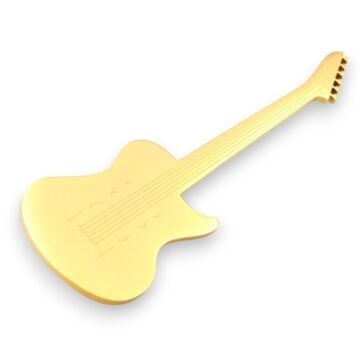 Elektro Gitar Müzik Müzisyen Gitarist Band Sarı Paslanmaz Çelik Rozet Broş RZ333