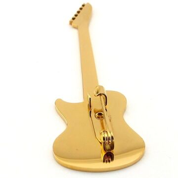 Elektro Gitar Müzik Müzisyen Gitarist Band Sarı Paslanmaz Çelik Rozet Broş RZ333