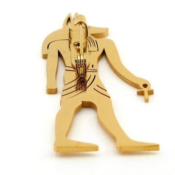 Anubis Mısır Koruyucu Sonsuz Yaşam Mitolojik Sarı Paslanmaz Çelik Broş Rozet RZ335
