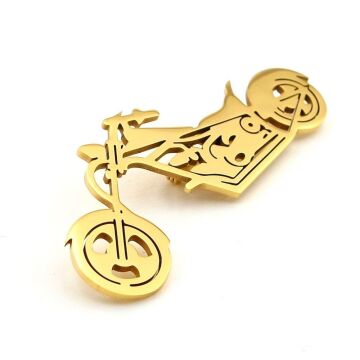 Chopper Cruiser Motosiklet Nomad Macera Sarı Paslanmaz Çelik Broş Rozet RZ339