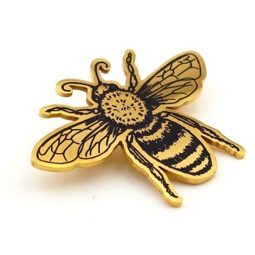 Bal Arısı Çalışkan Bereketli Sembol Sarı Paslanmaz Çelik Broş Rozet RZ341