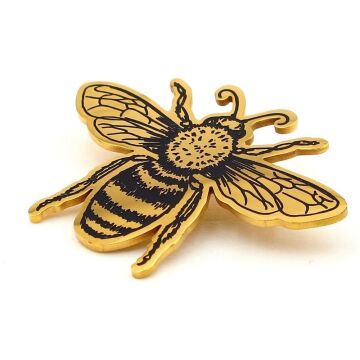 Bal Arısı Çalışkan Bereketli Sembol Sarı Paslanmaz Çelik Broş Rozet RZ341