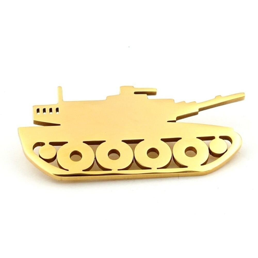 Tank Savaş Palet Güç Drienç Savunma Sembolü Sarı Paslanmaz Çelik Broş Rozet RZ343