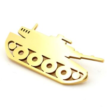 Tank Savaş Palet Güç Drienç Savunma Sembolü Sarı Paslanmaz Çelik Broş Rozet RZ343