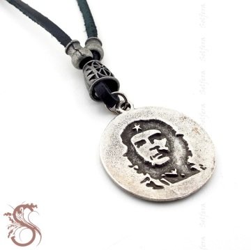 ERNESTO CHE GUEVERA MADALYON DERİ METAL ERKEK KOLYE K893