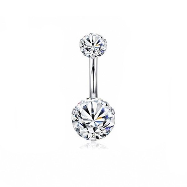 KRİSTAL ŞEFFAF TAŞLI PASLANMAZ ÇELİK GÖBEK PİERCİNG P469