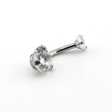 KRİSTAL ŞEFFAF TAŞLI PASLANMAZ ÇELİK GÖBEK PİERCİNG P469
