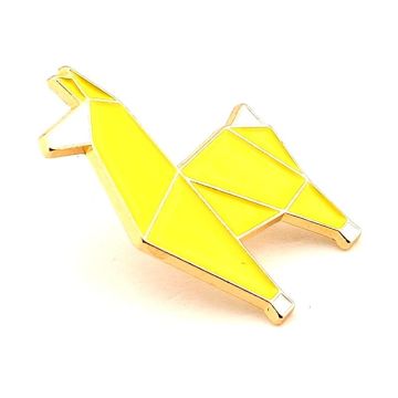 Origami Hayvan Figürü Lama Geometrik Metal Yaka Çanta Süsü Rozet RZ373