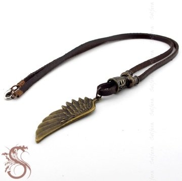 BRONZ METAL MELEK KANADI ANGEL WİNGS DERİ ERKEK KOLYE K913