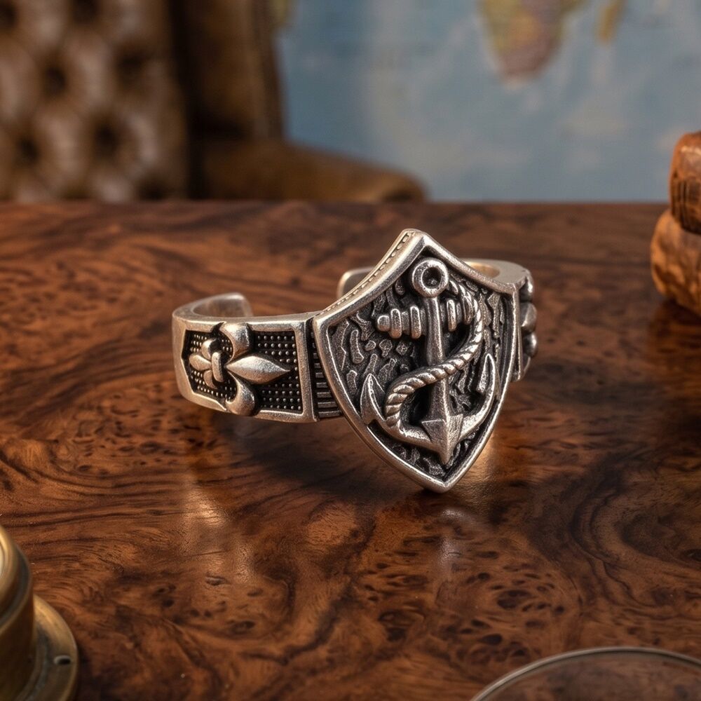 Çapa Denizci Marin Gemici Kabartma Pirinç Ayarlanabilir Erkek Yüzük RG089