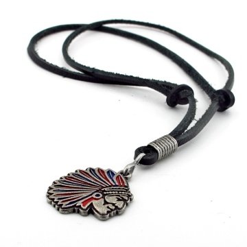 KIZILDERELİ METAL&DERİ ERKEK KOLYE K394