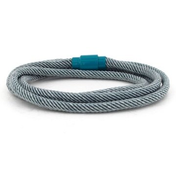 TURKUAZ METAL KLİPSLİ GRİ HALAT ÇİFT SARMA ERKEK BİLEKLİK BT593