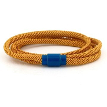 LACİVERT MIKNATIS HARDAL SARI ÇİFT SIRA ERKEK BİLEKLİK BT595