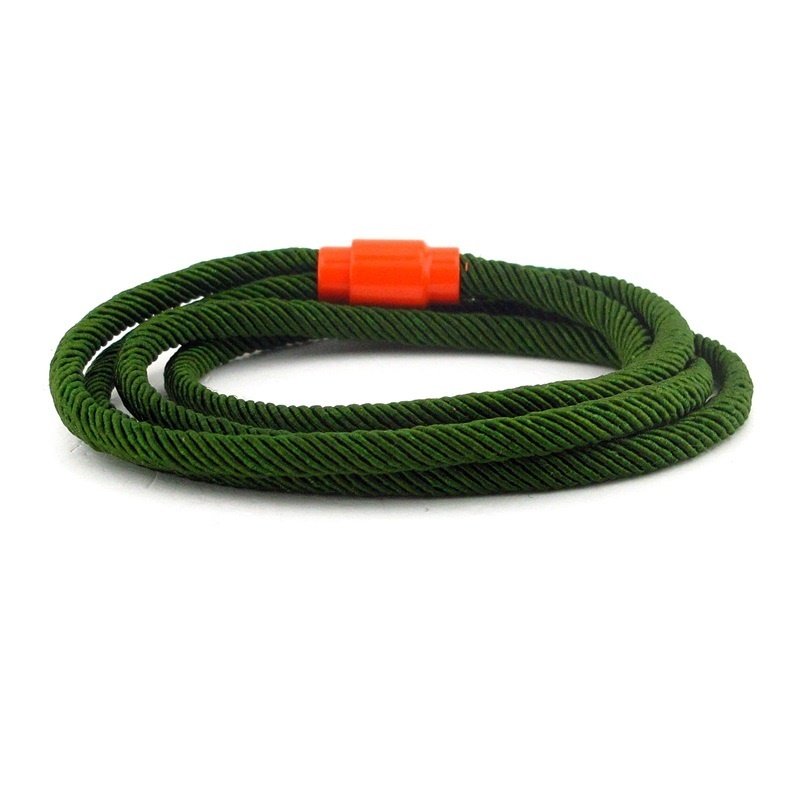 TURUNCU KLİPLİ YEŞİL ÇİFT SIRA SARMA ERKEK BİLEKLİK BT601