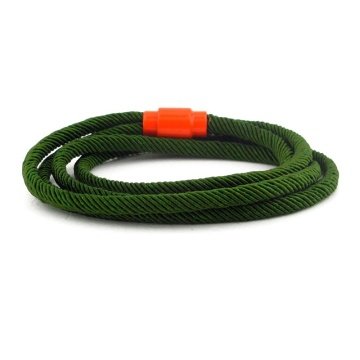TURUNCU KLİPLİ YEŞİL ÇİFT SIRA SARMA ERKEK BİLEKLİK BT601