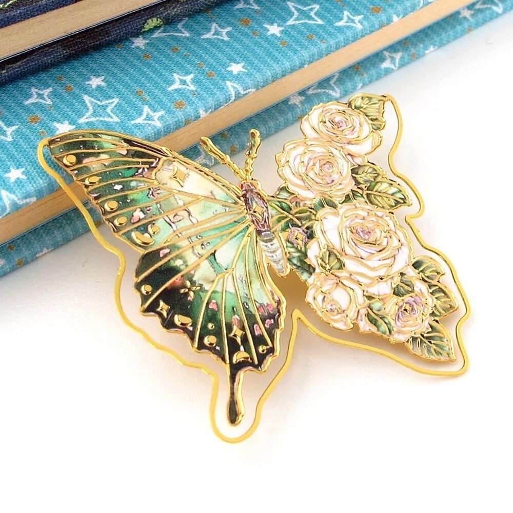 Van Gogh - Beyaz Güller White Roses Kelebek Ataç Tipi Metal Kitap Ayracı AY116