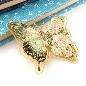Van Gogh - Beyaz Güller White Roses Kelebek Ataç Tipi Metal Kitap Ayracı AY116