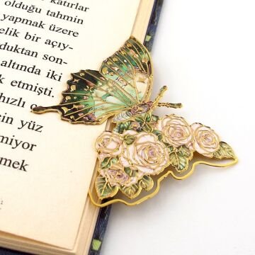 Van Gogh - Beyaz Güller White Roses Kelebek Ataç Tipi Metal Kitap Ayracı AY116