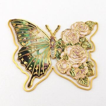 Van Gogh - Beyaz Güller White Roses Kelebek Ataç Tipi Metal Kitap Ayracı AY116