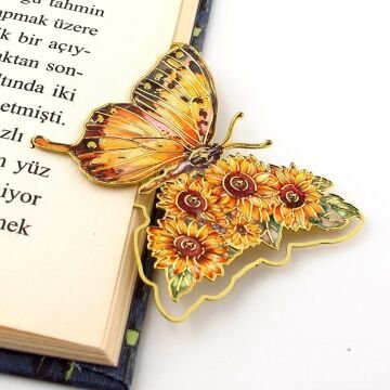 Van Gogh - Ayçiçekleri Sunflowers Sanat Kelebek Ataç Tipi Metal Kitap Ayracı AY117