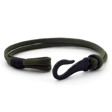 SİYAH METAL KANCALI YEŞİL PARACORD ERKEK BİLEKLİK BT604