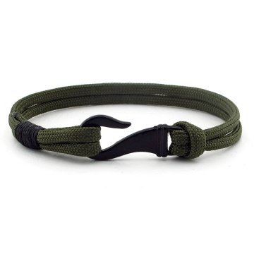 SİYAH METAL KANCALI YEŞİL PARACORD ERKEK BİLEKLİK BT604