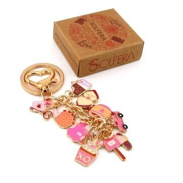 Pembe Charmlar Çikolata Kalp Cup Cake Kedi Kahve Kirpi Çanta Süsü Anahtarlık KY206