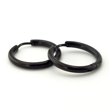 YUVARLAK HATLI BÜYÜK HALKA 21mm  SİYAH ÇELİK KÜPE E757