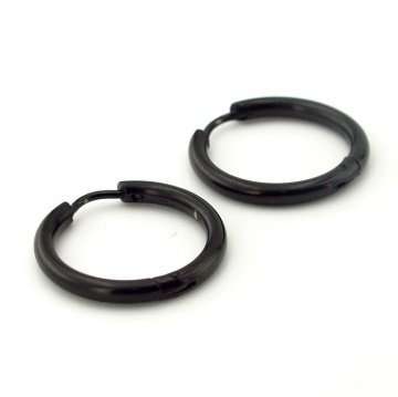 YUVARLAK HATLI BÜYÜK HALKA 21mm  SİYAH ÇELİK KÜPE E757
