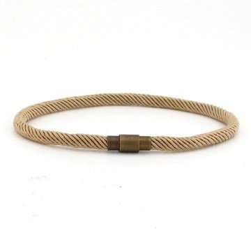 TEK SIRA İNCE TASARIM AÇIK KAHVE ÖRGÜ İPLİ ERKEK BİLEKLİK BT618