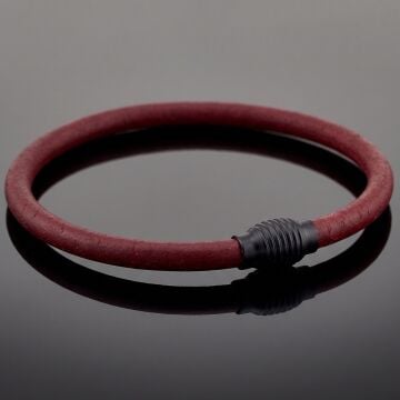 Bordo 4mm İnce Orijinal Deri Siyah Metal Manyetik Klips Erkek Bileklik M066G